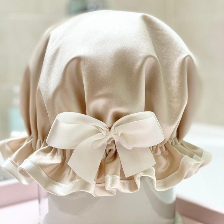 Oyster Pearl Satin Shower Cap – SHOWER GODDESS