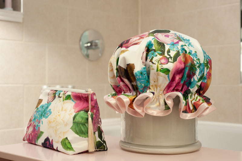 Satin English Garden Luxury Shower Cap