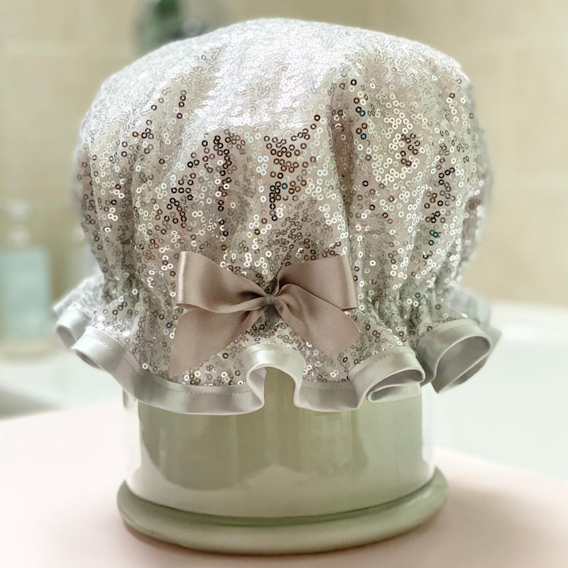 Silver Sequin Luxury Shower Cap - SHOWER GODDESS