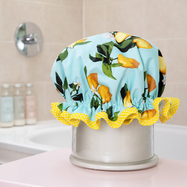 Satin Lemon Luxury Shower Cap - SHOWER GODDESS