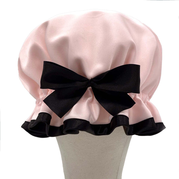 Vintage Pink Satin Luxury Shower Cap SHOWER GODDESS